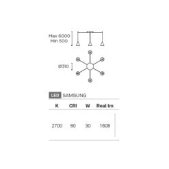 Veneto Goud Led Hanglamp 6 X 5Watt-2700K -Flos Verkoop image 142