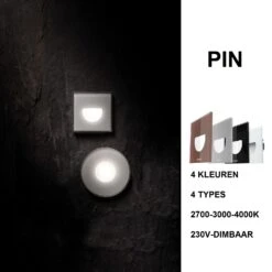 Pin Q Asimmetrico Led Wand Inbouw 2Watt 230Volt Dimbaar IP66