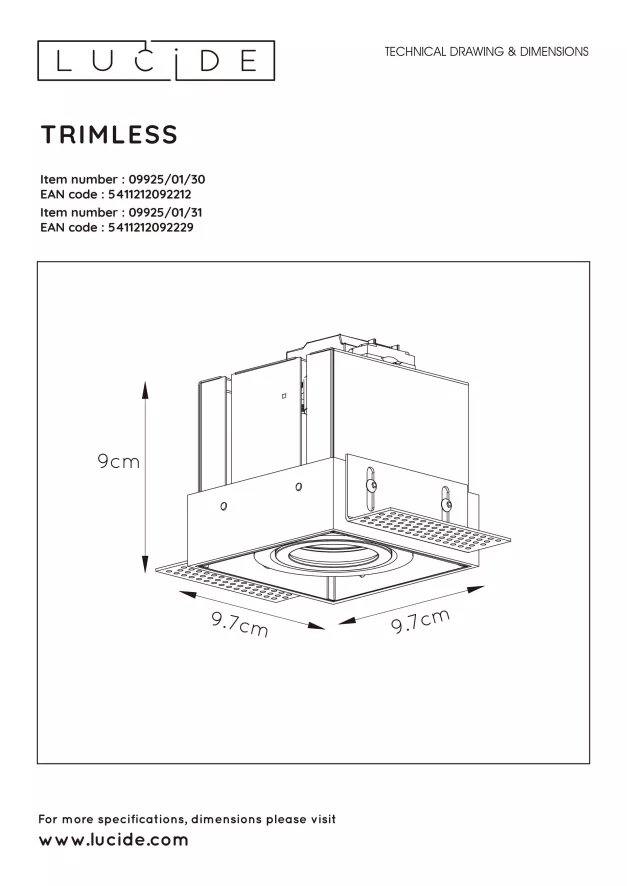 Lucide Trimless 1 Spot Inbouw Medium Wit 5 Lucide Trimless 1 Spot Inbouw Medium Wit - Image 5